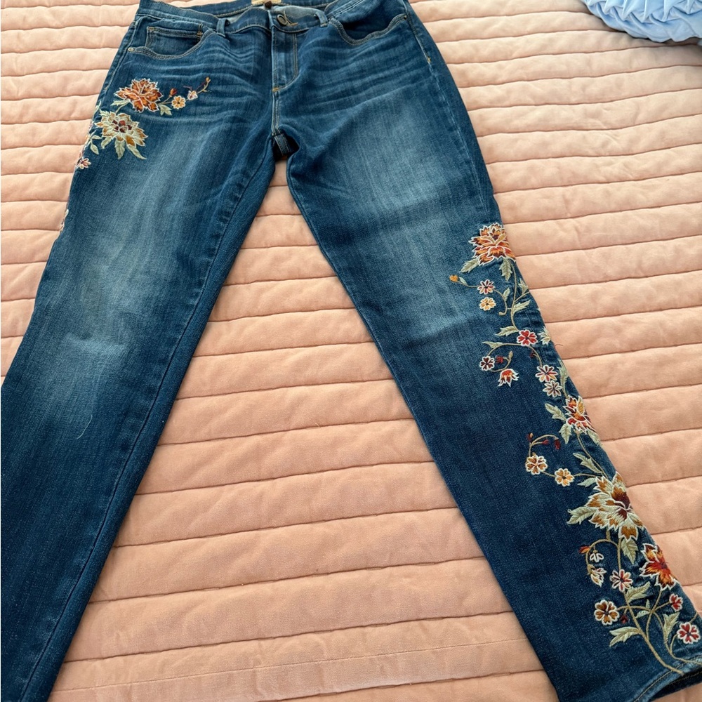 DRIFTWOOD Floral Embroidered Skinny Jeans